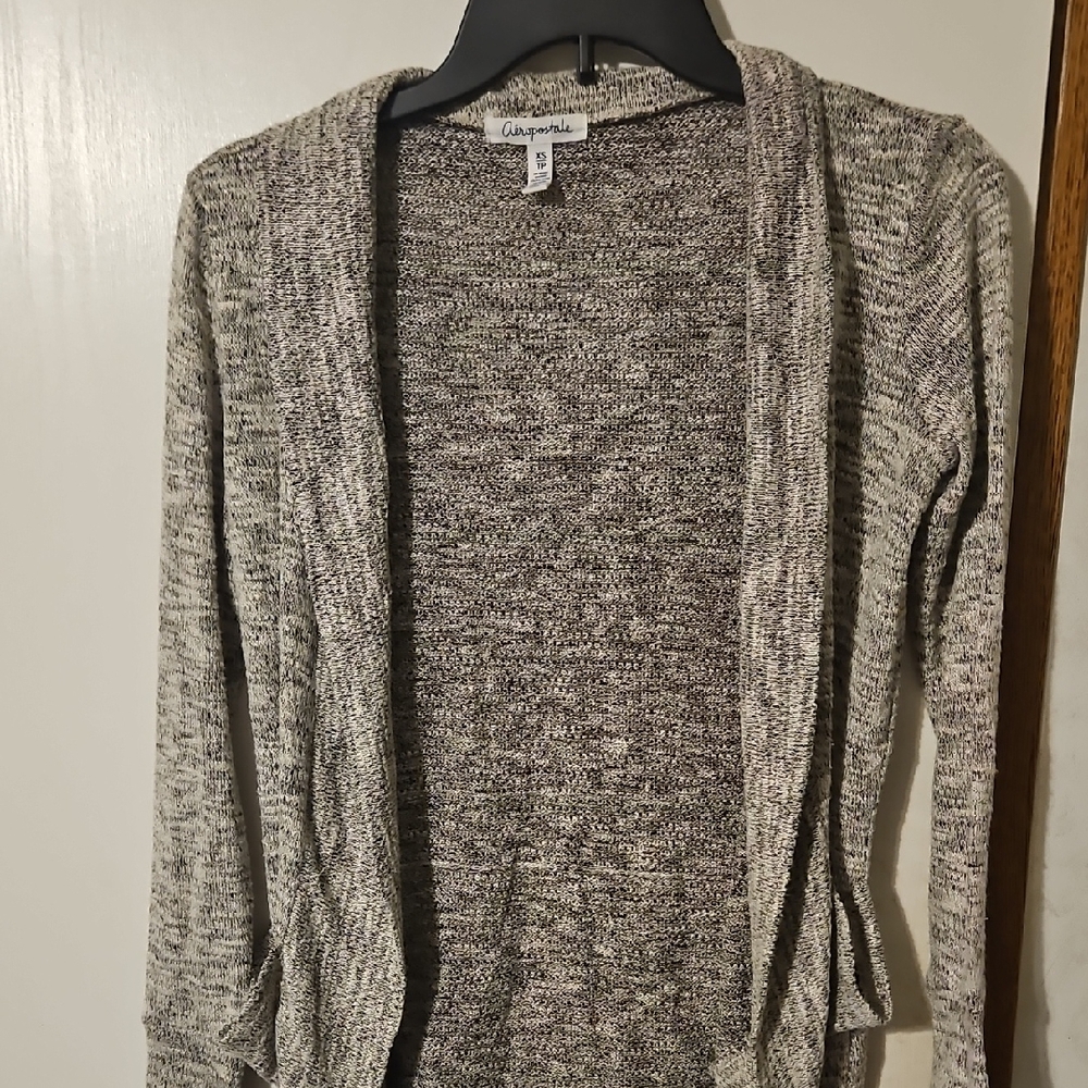Aeropostale Heathered Black and White Cardigan